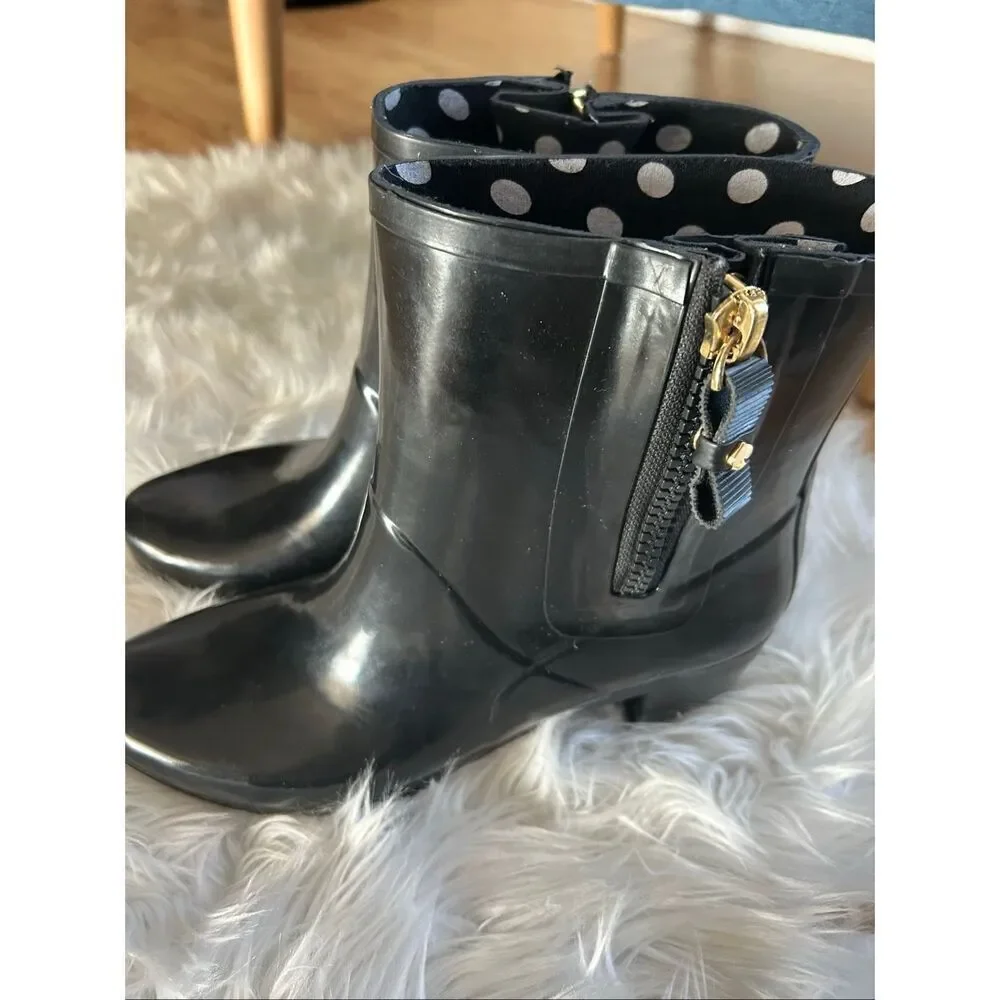 Kate Spade New York Penny Boots Black Sz 11 Womens Rubber Ankle Rain Shoes